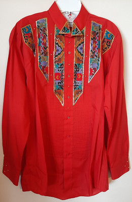 RARE Vintage Maximize Accessorize Native American Indian Dress Shirt- MED--MINT!