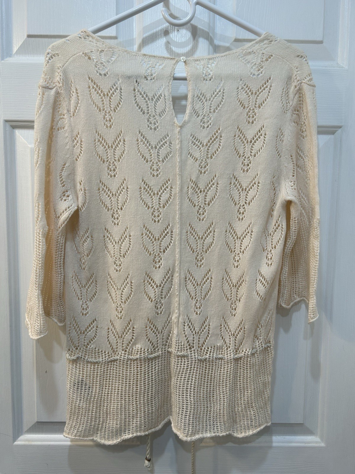 Quiksilver 100percent Cotton Crochet Knit Cardigan Sweater Sz M Coastal Boho Hippie image 2