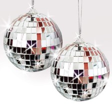 2 Pack 4 Inch Mirror Disco Ball 70's Disco Party Decoration Hanging Balls