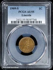 1909-S 1C Lincoln Wheat Cent PCGS AU 55