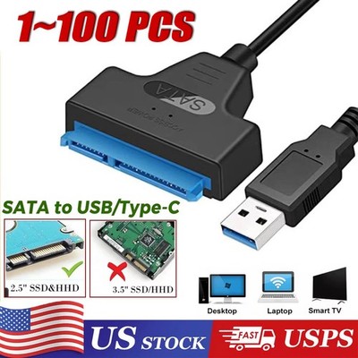 USB 2.0 to 2.5'' SATA III Hard Drive Adapter Cable/UASP to USB2.0 Converter lot
