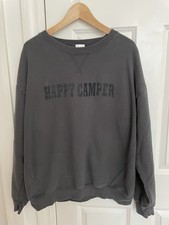 OFFLINE By Aerie Throw-Back Faded Black /Gray Boxy Sweatshirt M HAPPY CAMPER
