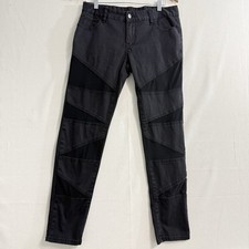 Lip Service Moto Skinny Pants Black/Gray Panel Punk Goth Size 11