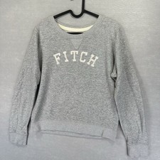 Abercrombie  Fitch Sweatshirt Womens L Gray Stitched Spellout Casual Preppy