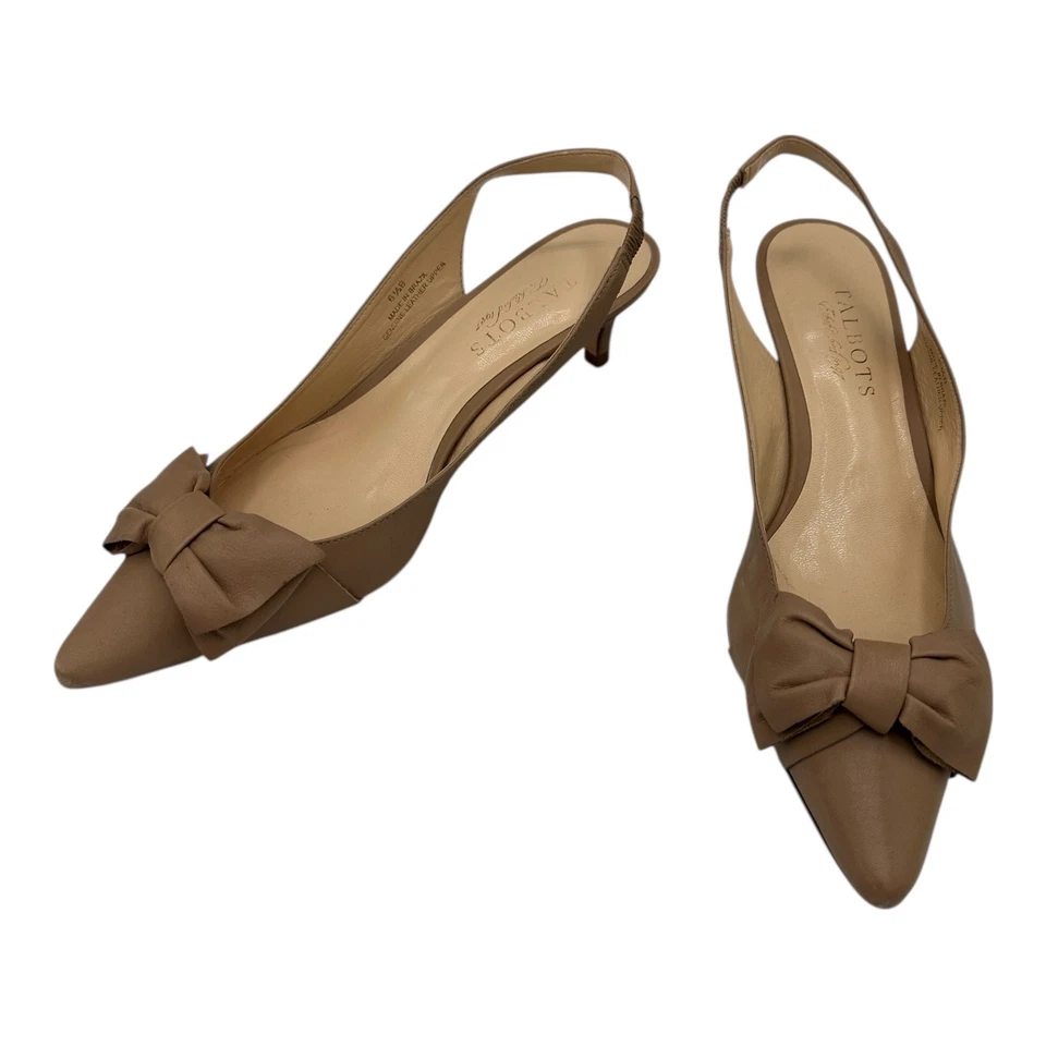 Talbots Mujer Tacones con Cordones Cuero Tostado Lazo Punta Gatito Tacones Talla 6.5 Foto 2 de 4