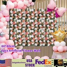 6pcs Rose Panel Artificial Flower Wall Faux Flower Panel Reusable Rose Panel