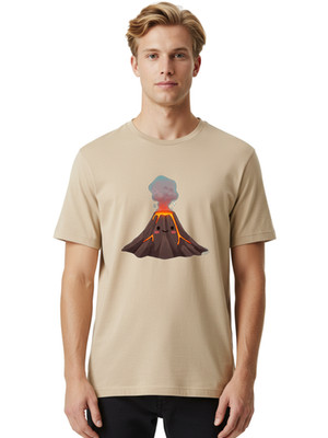 Volcano-1 Mens Graphic Tee, 100% Cotton, Casual Summer Wear