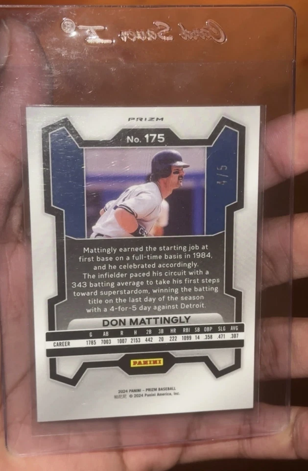 Panini Prizm Don Mattingly 2024 negro dorado/5 ¡Súper limpio! Foto 2 de 4