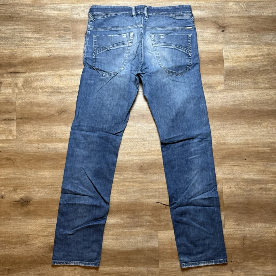 Jeans Diesel Hombres 30x32 Azul Iakop Regular Ajustado Cónico Thrashed Washout 060TP Foto 3 de 4