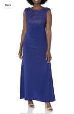 Alex Evenings Dress Formal 1 Piece Mother Of Bride Royal Blue Petite 10 Cowl