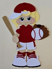Softball Girl Blonde Hair Cranberry. Scrapbook, Card Making Paper Piecing