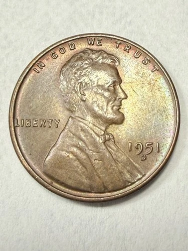 ** 1951-D UNC.  LINCOLN CENT- (UPGRADE THAT SPOT IN YOUR SET)  NICE TONER 🔥 **