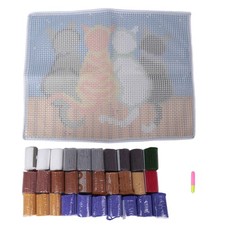Hook Rug Kits Crocheting Carpet Rug Cats Yarn Pre-Printed Canvas Cushion5690