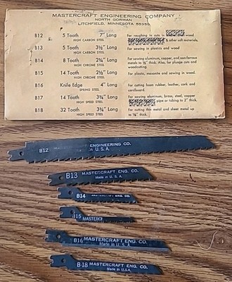 Vintage Mastercraft Eng Co USA Saw Blades B12 B13 B14 B15 B16 B18  6xTotal