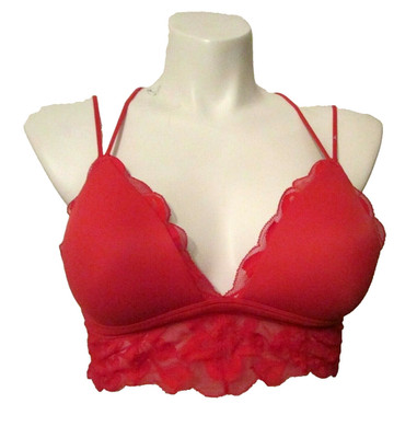 PINK Victoria's Secret Wire Free Strappy Caged Back Push-Up Bralette Bra Large 