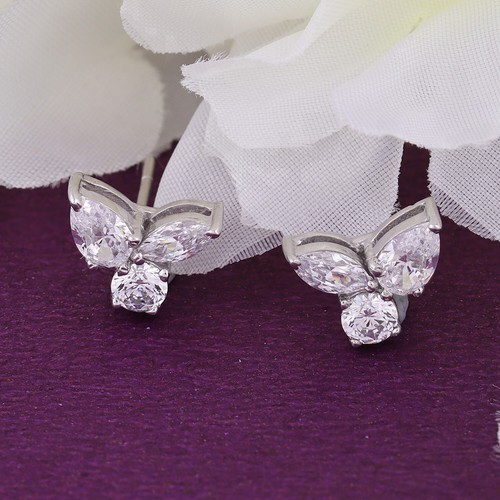 5 kt Birnenschliff simulierter Diamant Schmetterling Ohrstecker Geschenk 925 Sterlingsilber