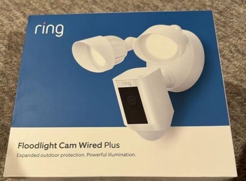 Ring - Floodlight Cam Plus Outdoor Wired 1080p Surveillance Camera - White - Afbeelding 1 van 2