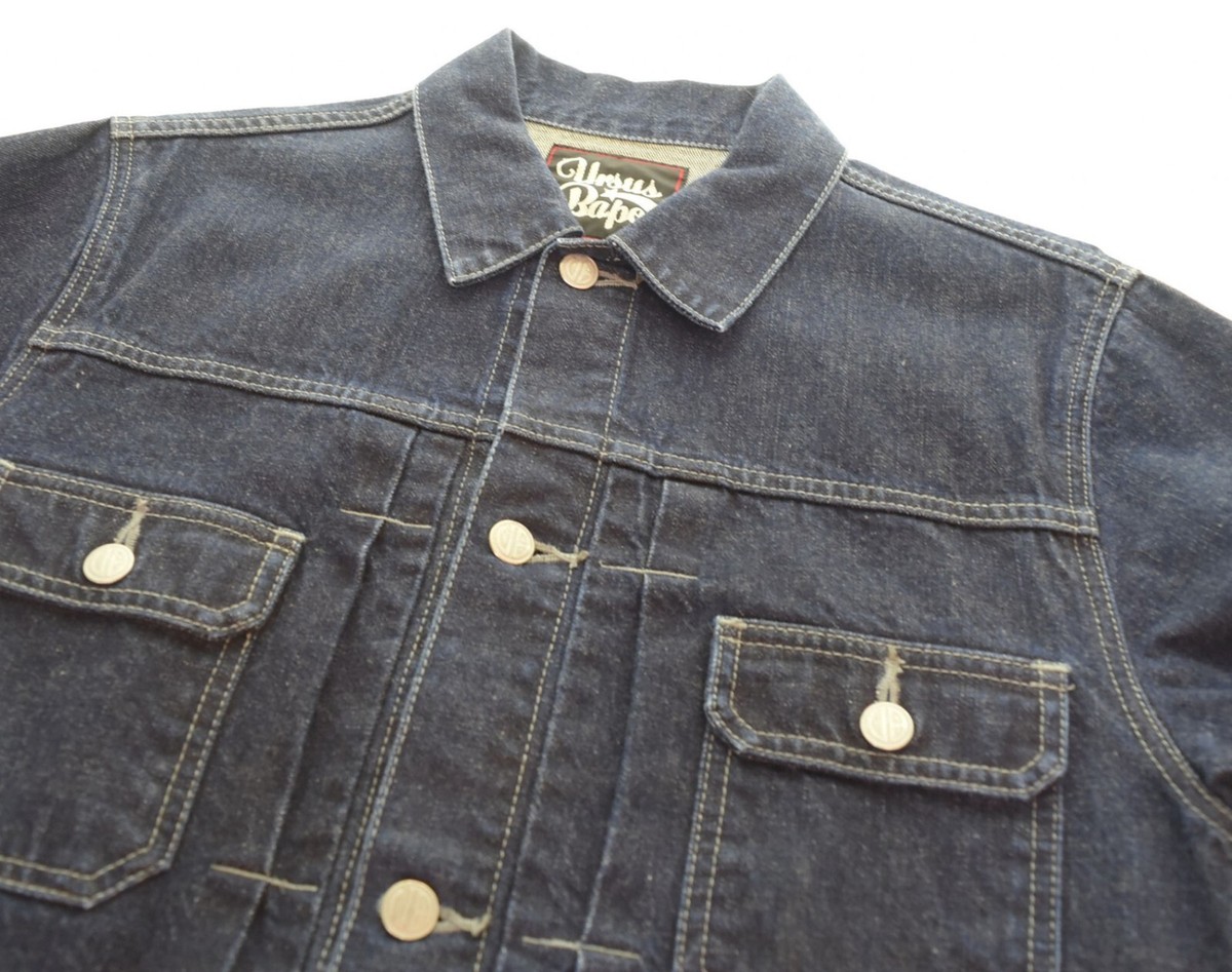 A BATHING APE Ursus Bape Blue Denim Jacket - Size L, Quality