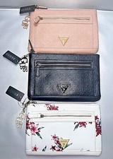 GUESS Factory Dulce Wristlet Black/ FLORAL / PINK Logo