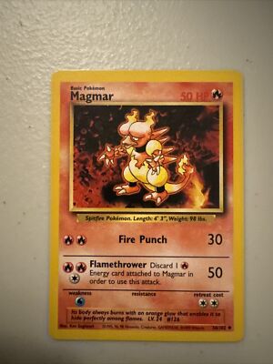 1999 magmar pokemon card value B A S E - M A G M A R - Base Set Magmar 36/102 Pokemon Card Authentic Original Painted Quality Custom Extended Art
