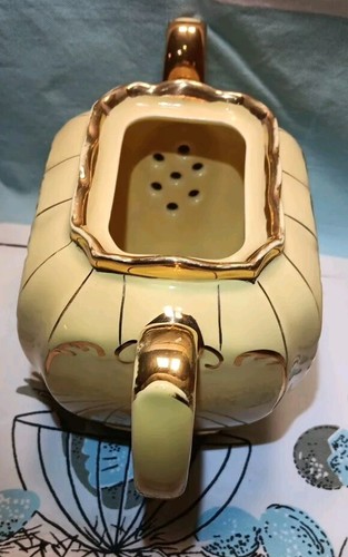 Sadler Yellow Gold Gilded Cube Teapot 1922 Made In England Antique Rare Nice - Picture 10 of 15