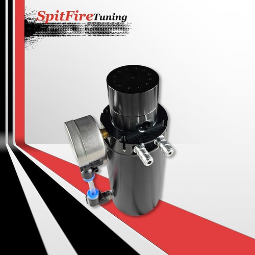 Oil Catch Can Reservoir Baffled Tank Breather Universal Black V2.0 Fits Infiniti - Picture 7 of 10