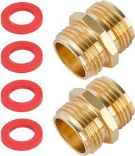 2 Pack 3/4 Inch Brass Garden Hose Adapter Male to Male Quick Connector