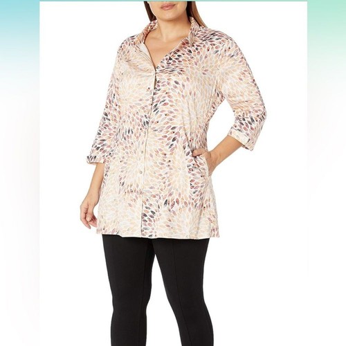 NIC + ZOE Morning Burst orange mehrfarbige Tunika Shirt Jacke 2X