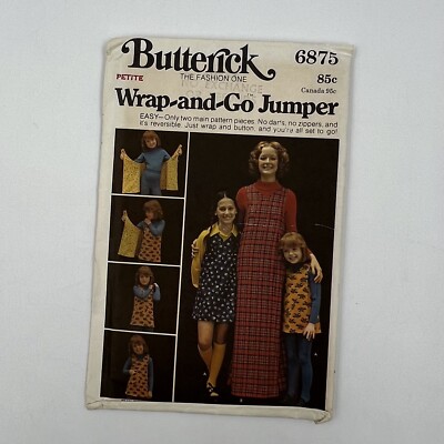 BUTTERICK Sewing Pattern 6875 Petite size 2-4-6 Wrap and Go Jumper Easy