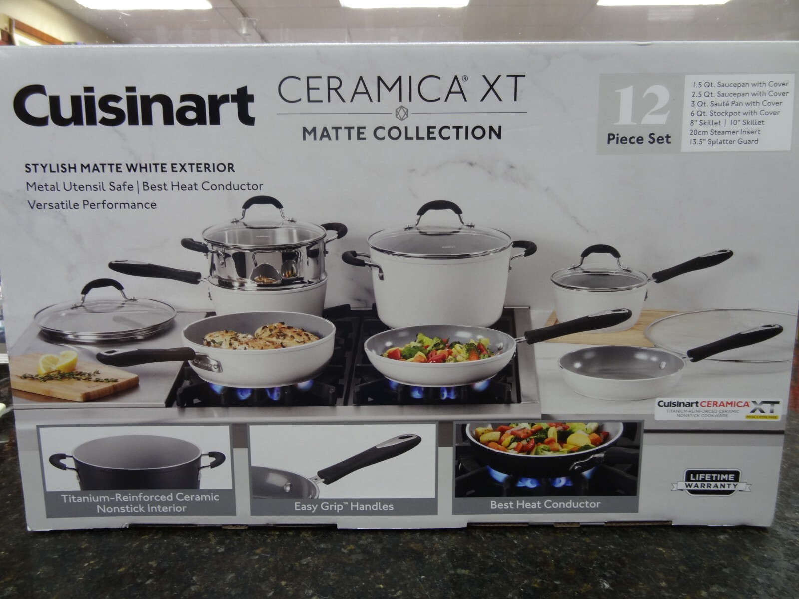 NEW Cuisinart Ceramica XT Matte Collection WHITE 12PC Nonstick Cookware