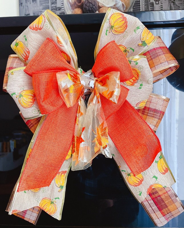 15” Halloween Autumn Handmade Ribbon Bow For Decorations