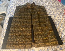 Barbara Perry Art To Wear Green Black Textured Open Front Vest One Size Perfect