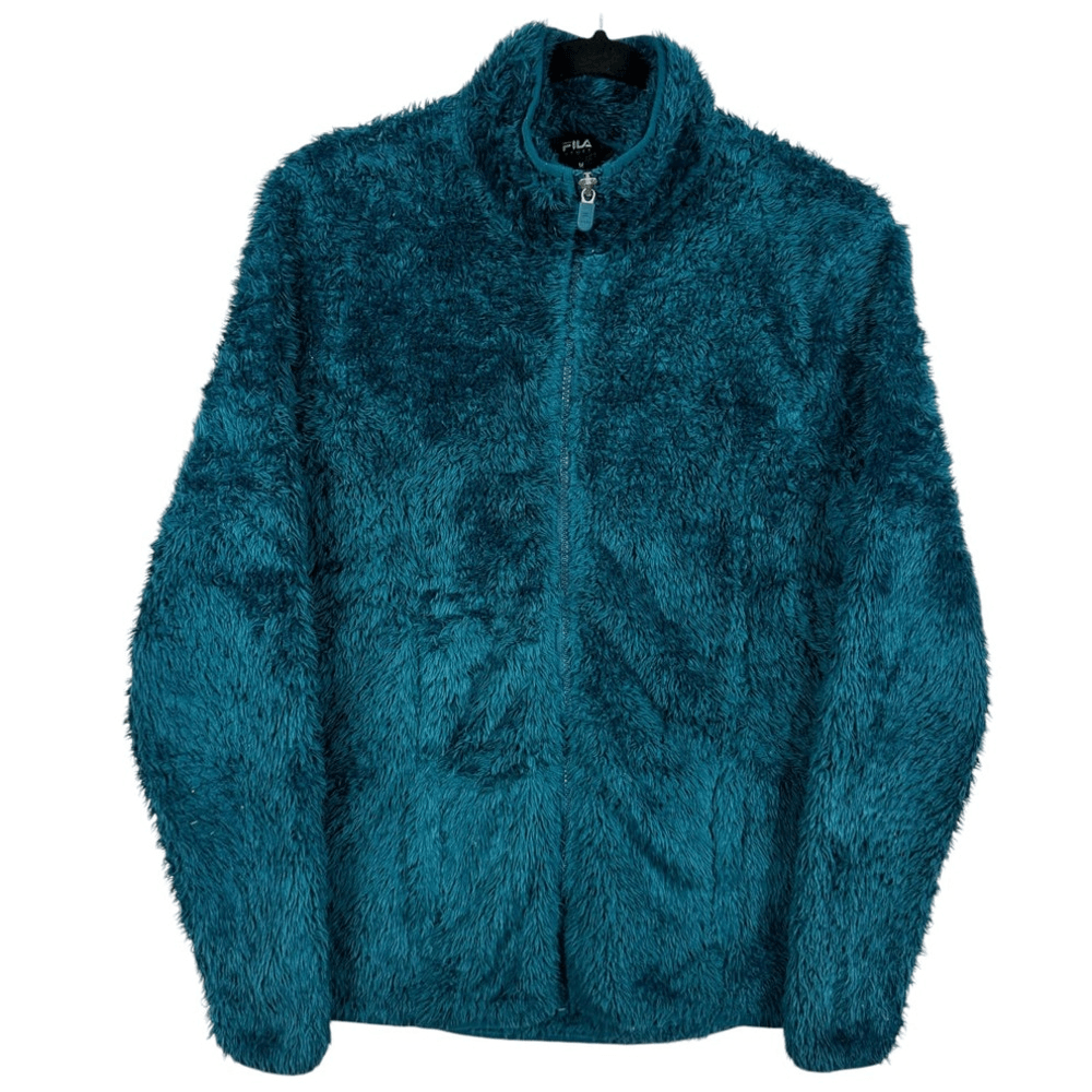 Maglione FILA Sport donna blu acqua pile zip taglia XL