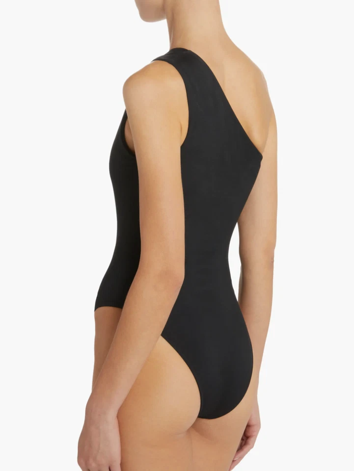 Versace X4917 Asymmetrical Sheer Inset One Piece Swimsuit, Black, 4/XL - Image 2 of 4