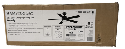 Hampton Bay Averly 52 in. Indoor Matte Black Ceiling Fan with Adjustable White - Picture 11 of 11
