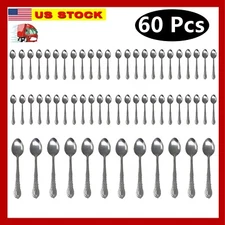 60 Pieces Stainless Steel Dinner Spoons Flatware Tableware Set Kitchen 7.25 inch