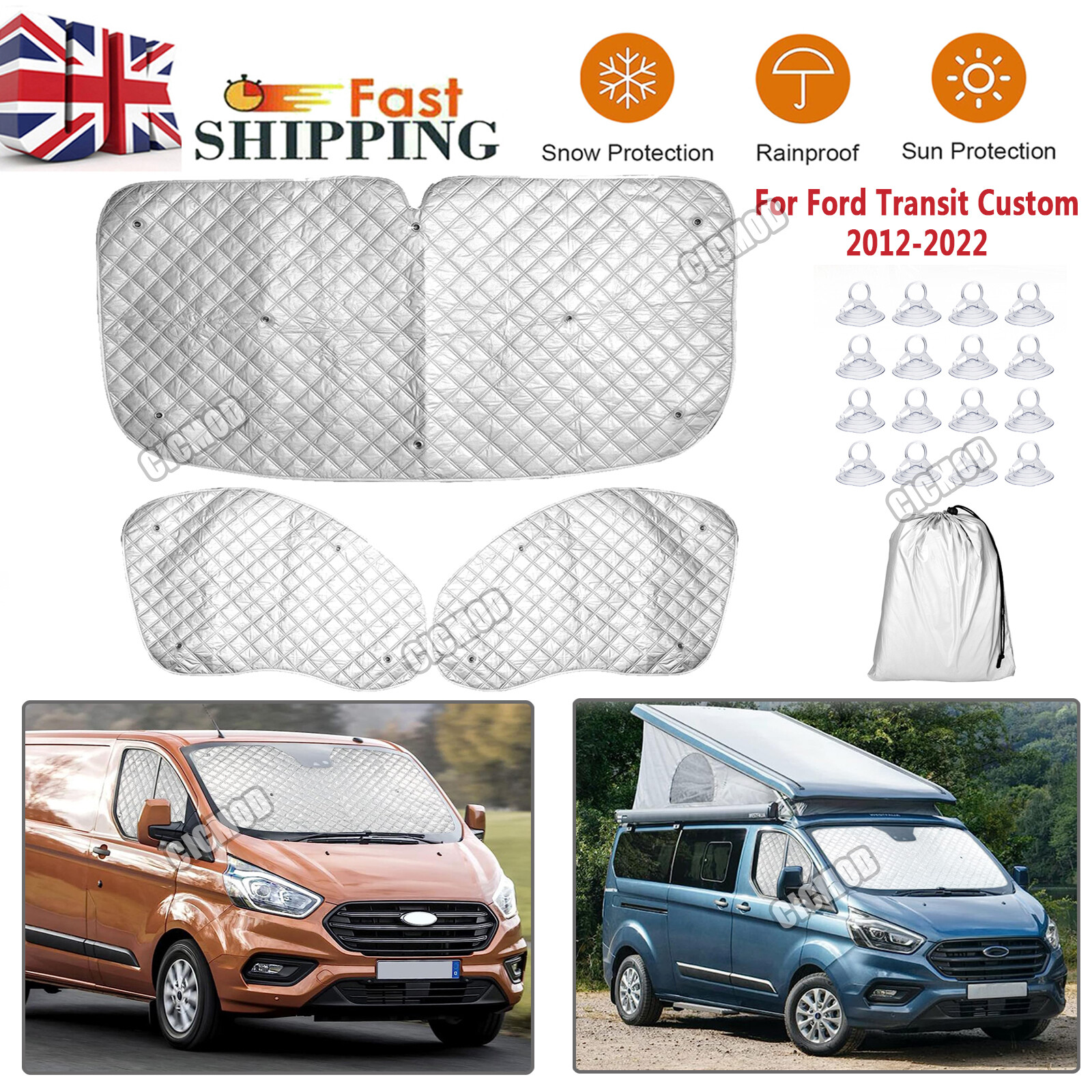 For Ford Transit Custom 2012-22 Internal Thermal Windscreen Cover Window Blinds