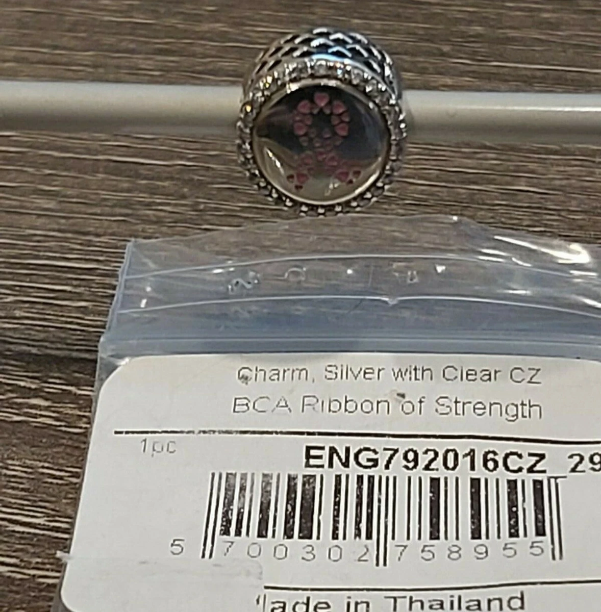 Authentic PANDORA RETIRED Double Sided Ribbon of Strength Charm