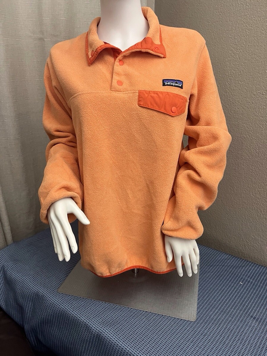 PO Patagonia Synchilla Women's Med Pullover Snap-T Orange Sweater
