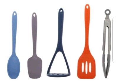 TAYLOR'S EYE Witness 5 Utensilien Set Silikon Stampfer, Wender, Spatel, Löffel, Zange