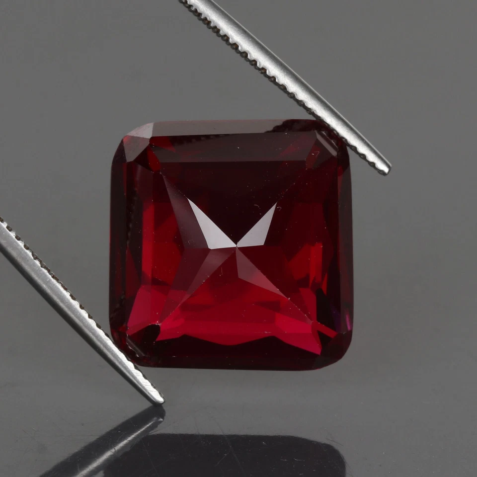 Lab-Created Loose Gemstone 14.Carat Red Ruby Square Cut for Jewelry Making - Image 2 of 4