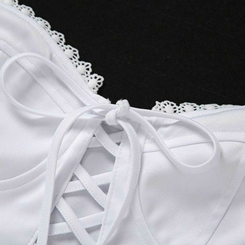 Sexy Women Lace Trim Crop Top Spaghetti Strap Tank Tops Y2K Ruched Tank Vests - Picture 19 of 24