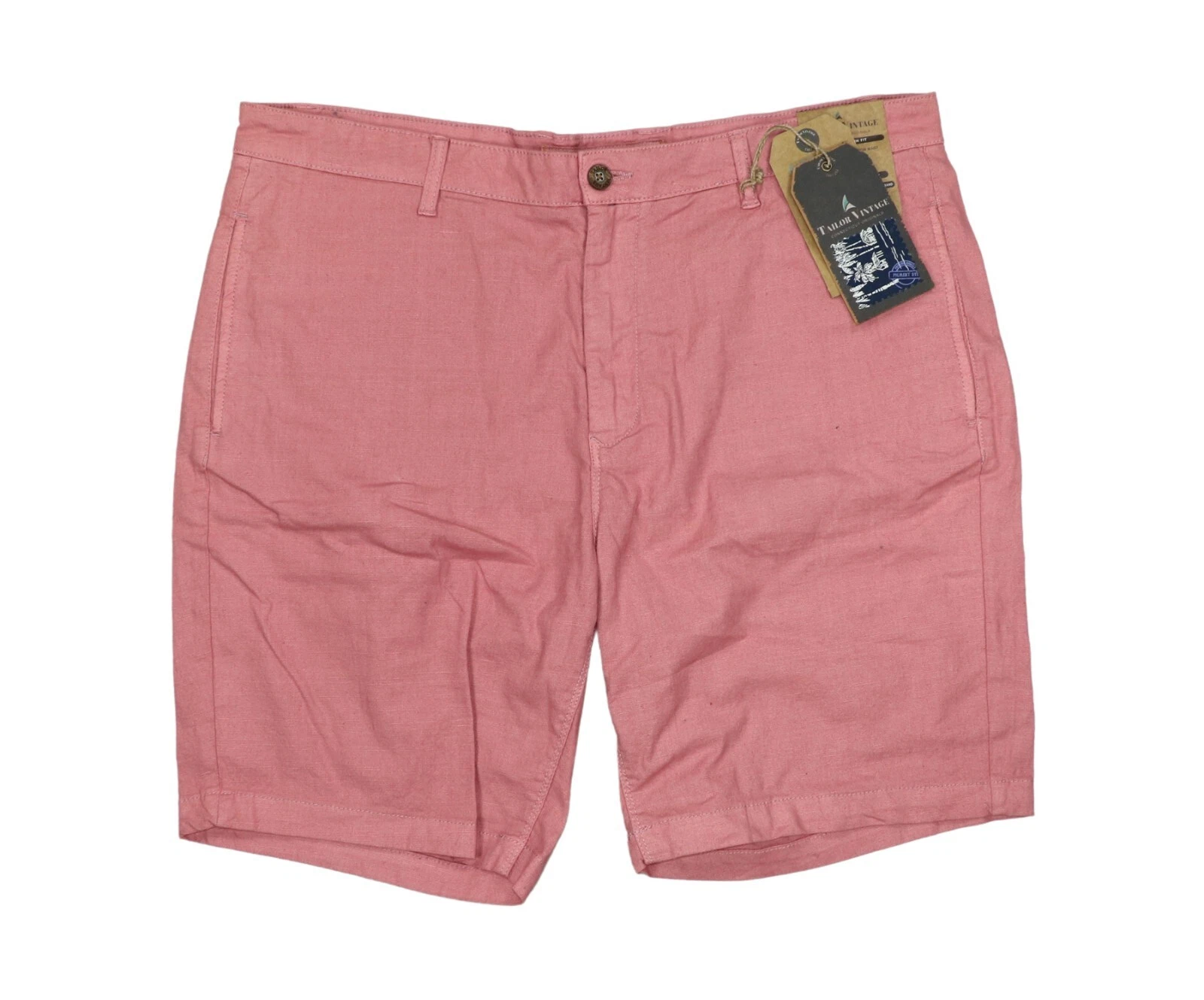 Tailor Vintage 9" Inseam Stretch Linen Men's Shorts 40 Waist NWT Dusty Rose