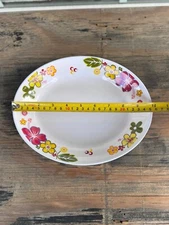 8" x 10" oval premium plastic melamine deep plate flower V236 (6-piece set)