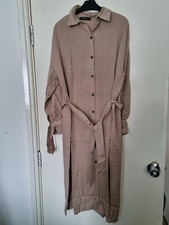 BN Oversized Stone/Camel Shirt Dress - size 12/14