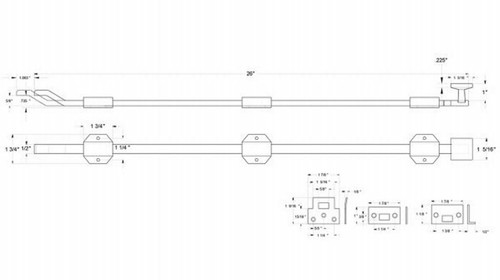 Deltana FPGM26 Modern Offset Surface Bolt | 26 Inch | Solid Brass | 8 Finishes - Picture 10 of 18