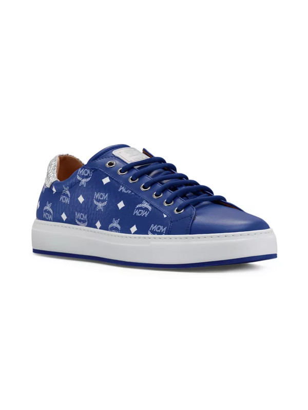 100% AUTHENTIC NEW MEN MCM BLUE VISETOS LOGO GROUP LOW TOP SNEAKERS EU 44/US 11