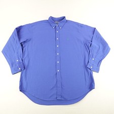 Vintage Ralph Lauren Shirt Men 2XL XXL Blue Blake Button Up Green Pony Twill Y2K