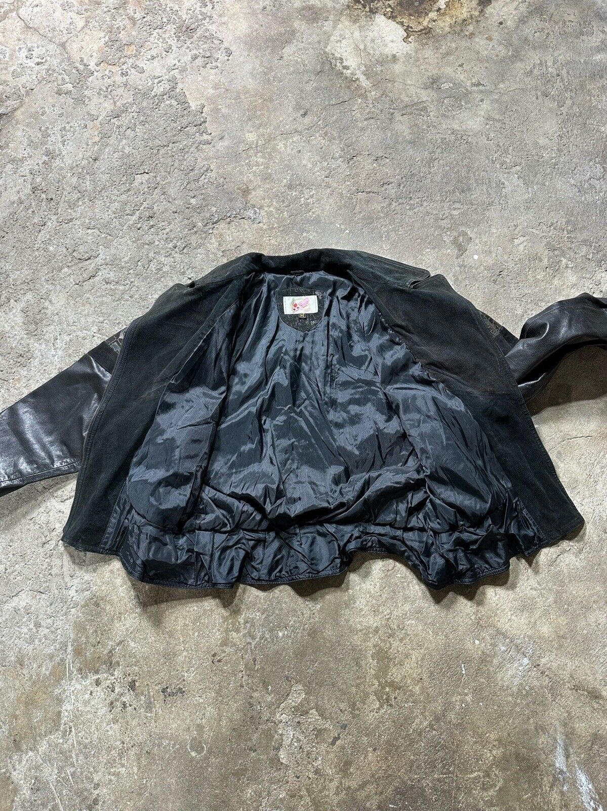 Vintage Adler Leather Jacket Aztec Design Black S… - image 12