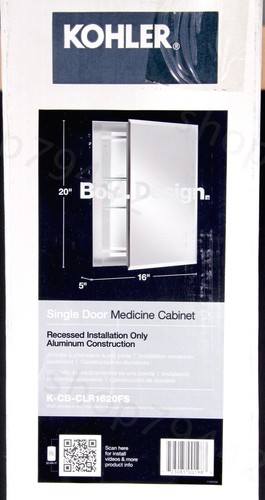 KOHLER Single Door Medicine Cabinet K-CB-CLR1620FS Mirror Recessed ...